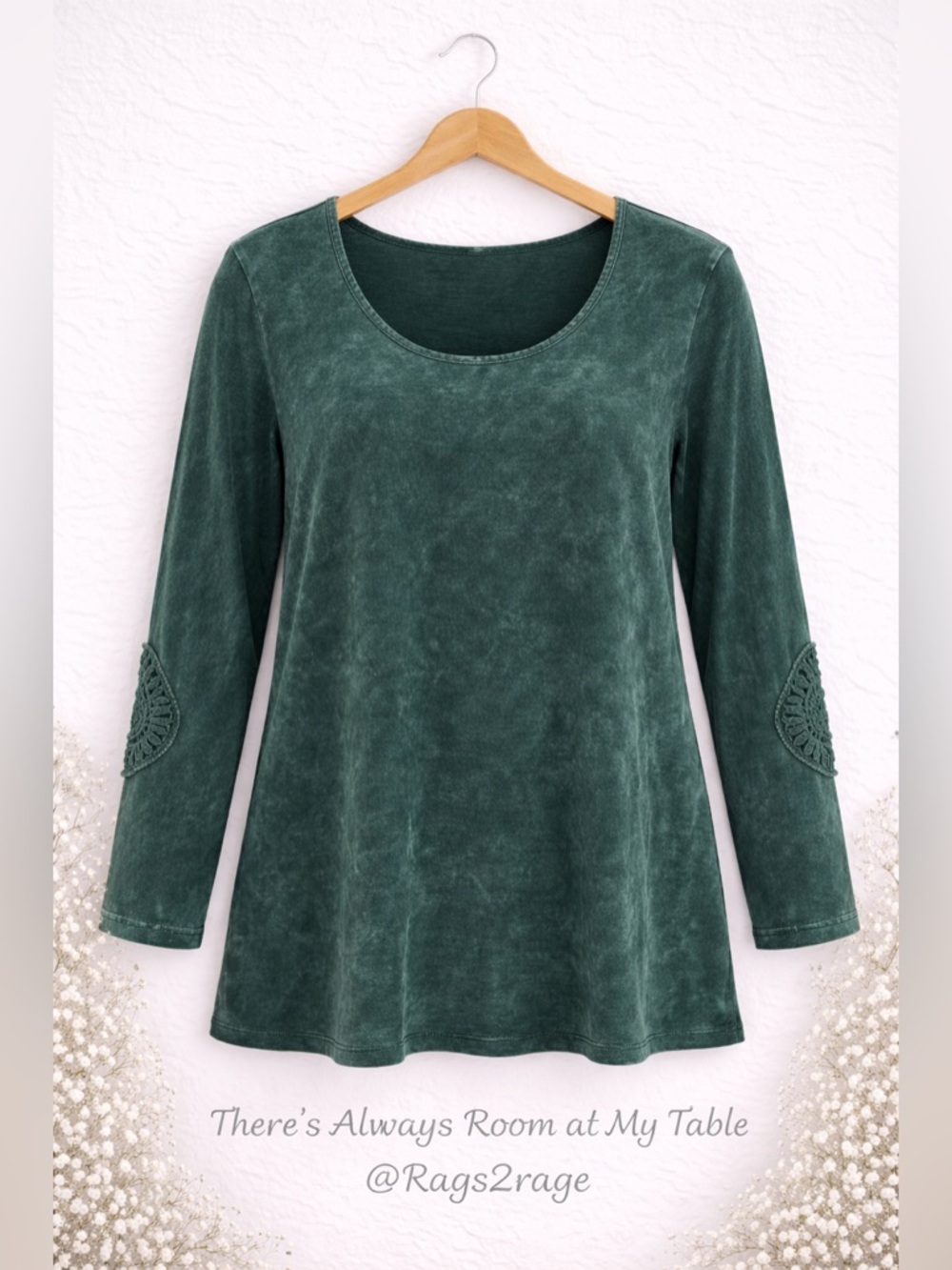 Torrid Green Mineral Wash Boho Top 4X Cotton Modal Stretch Tunic - Picture 2 of 9